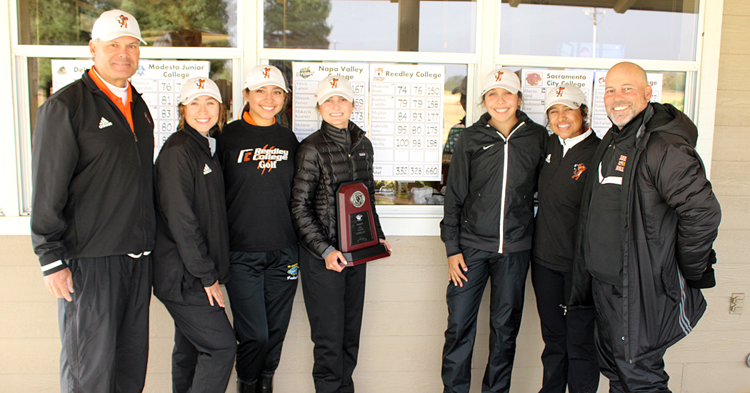 Reedley College women's golf team following their second-place finish at the Northern California Championships.